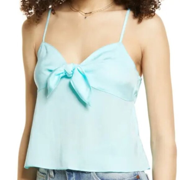 BP Teal Camisole Tank Top Adjustable Spaghetti Straps Tie Front Bow Detail Small - Picture 2 of 16